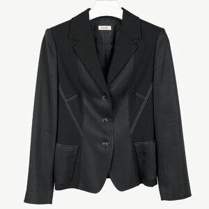 Laurel Black Wool & Satin Trim-Detail Blazer
